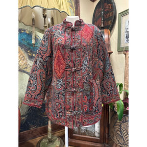 Women's White Stag Jacket Size 16W Red Blue Paisley